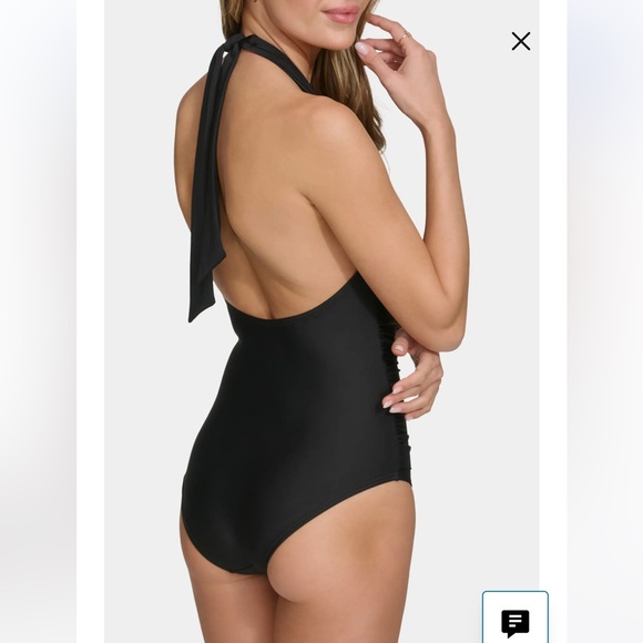 DKNY Black Halter One-Piece Swimsuit. NWT. Large - Picture 2 of 11